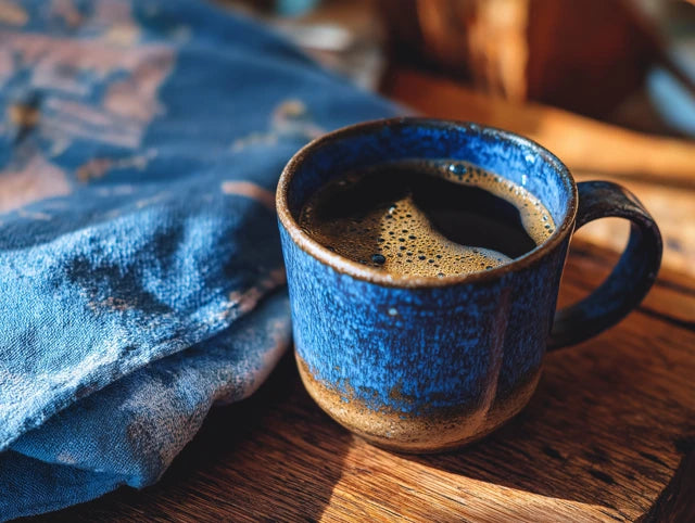 Coffee in blue mug